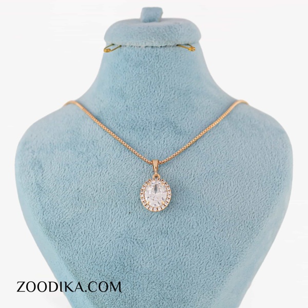 گردنبند ژوپینگ نگین دار طلایی رنگ ثابت گردنبند ژوپینگ نگین دار طلایی رنگ ثابت