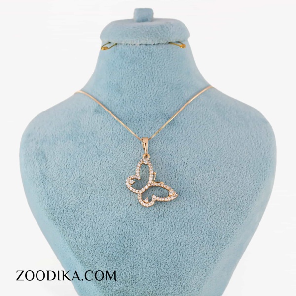 گردنبند پروانه ای ظریف بدل طلایی رنگ ثابت گردنبند پروانه ای ظریف بدل طلایی رنگ ثابت