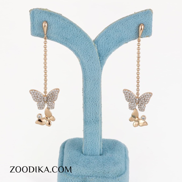گوشواره آویز پروانه ای نگین دار ژوپینگ AAC-745 گوشواره آویز پروانه ای نگین دار ژوپینگ AAC-745