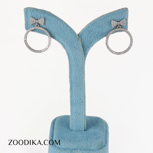 گوشواره دخترانه ژوپینگ طرح پاپیون نقره ای نگین دار گوشواره دخترانه ژوپینگ طرح پاپیون نقره ای نگین دار